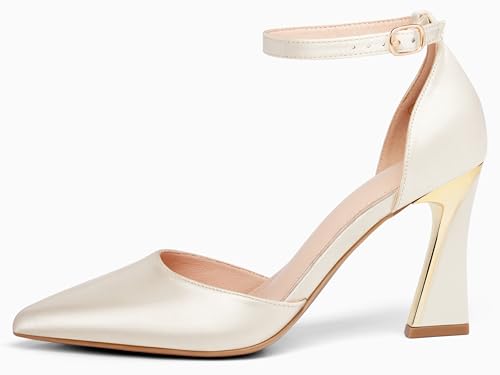 Image of Juliet Holy Womens Pumps Point Closed Toe Heels Buckle Ankle Strap D'Orsay Heeled Sandals