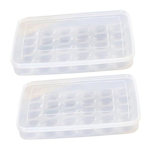 Gatuida 2piezas Cajas De Huevos De Plástico Transparente Con Tapa Organizador Para Refrigerador Apilable Para Guardar Huevos Congelador