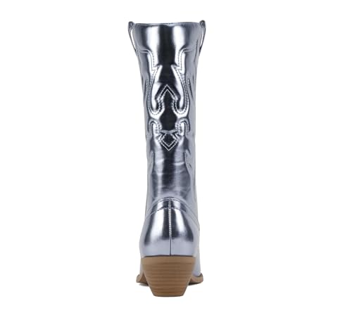 Image of Soda RENO ~ Women Western Cowboy Stitched Pointe Toe Low Heel Ankle Mid Shaft Fashion Boots