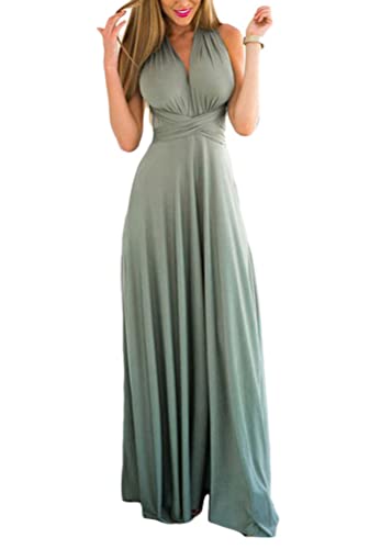 shownicer Damen Elgant Lange Abendkleider Multiway Brautjungfernkleid Wickelkleid V-Ausschnitt Cocktailkleid Bodenlang Partykleid Rückenfrei...