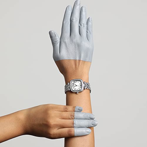 Image of Haute Sauce Women's Embellished Analog Dial with Stainless Steel Strap | Battery Power | Foldover Closure | Quartz Movement | Fashion Wrist Belt Watch for Female and Girls