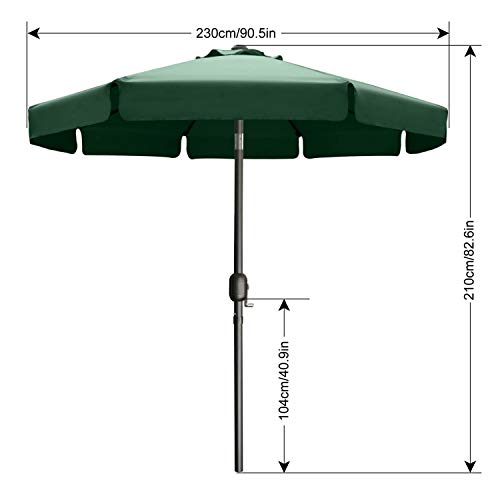 Image of ABCCANOPY 7.5ft Scalloped Patio Umbrella, Outdoor Table Umbrella with Tilt and Crank, Fiberglass Ribs Deck Umbrella for Patio, Pool, Garden, Picnic (Green)
