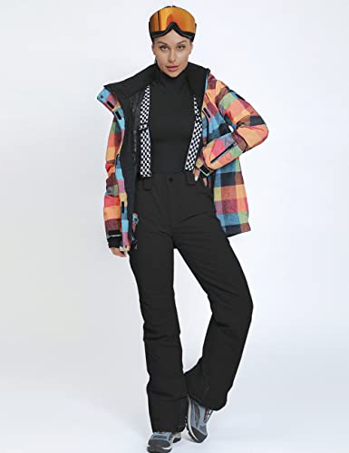 Hotian Ski Jacket Snowboard Jacket Womens High Windproof Colorful Snow Jacket Pants Set (Style-10, M) #TOP4