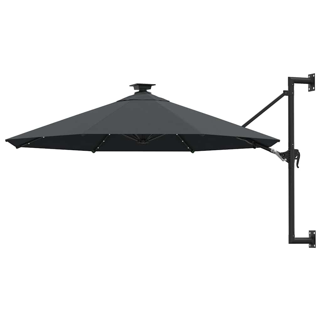 Genérico Sombrilla de jardín de Pared con Luces LED Antracita 300 cm,Casa y jardín,Jardín,Artículos de Exterior,Sombrillas,312524