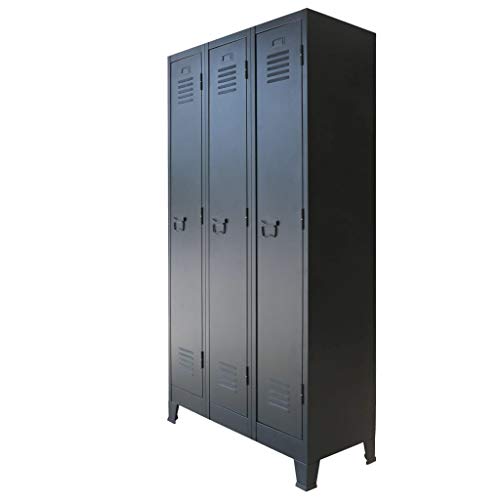 vidaXL Armario 90x45x180 cm Negro Metálico Estilo Industrial Almacenaje Orden