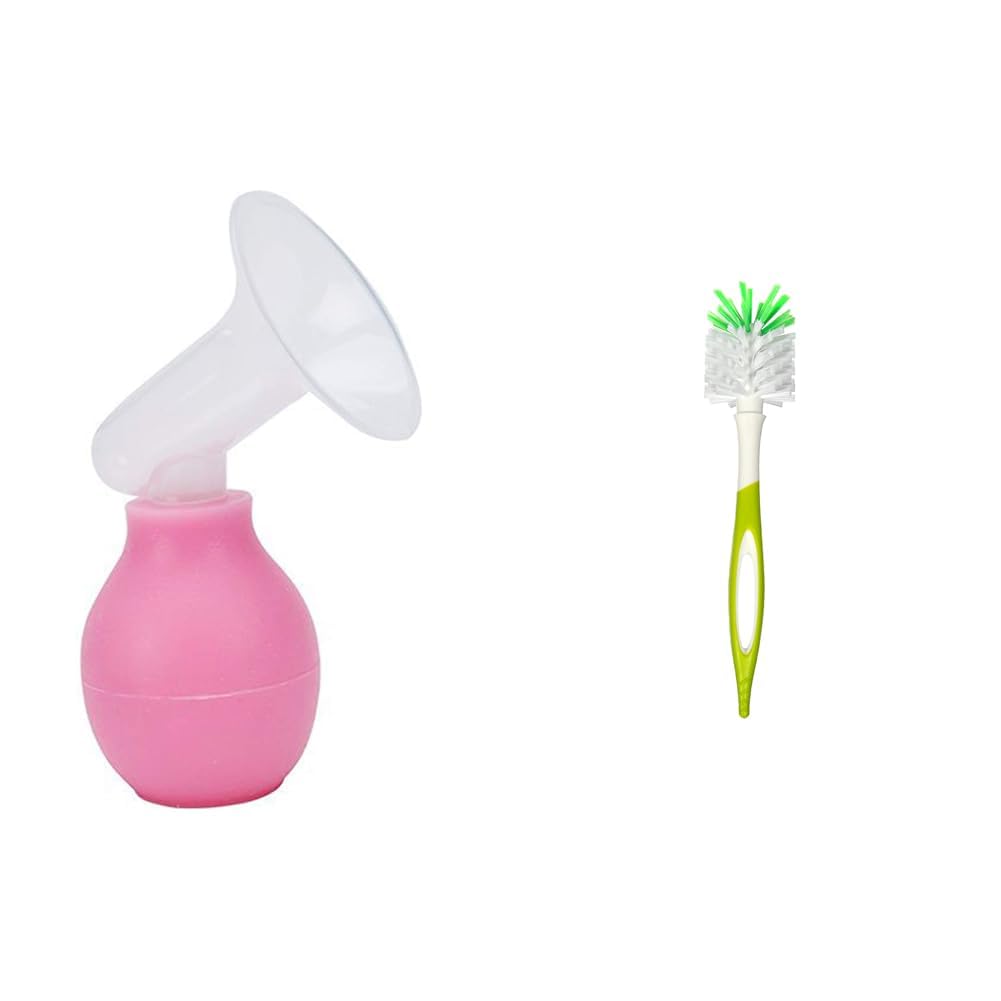 Mee Mee Compact Travel-Friendly Manual Breast Pump - BPA-Free Comfort for Breastfeeding Moms (Pink) - Mee Mee Silicon Bristle 2-in-1 Baby Feeding Bottle & Nipple Cleaning Brush,Ergonomic Handle,Easy-image-25