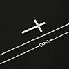 TINGN Cross Necklace for Men Silver Stainless Steel Plain Cross Pendant Necklace for Men Simple Jewelry Box Chain 16-24 Inch #3