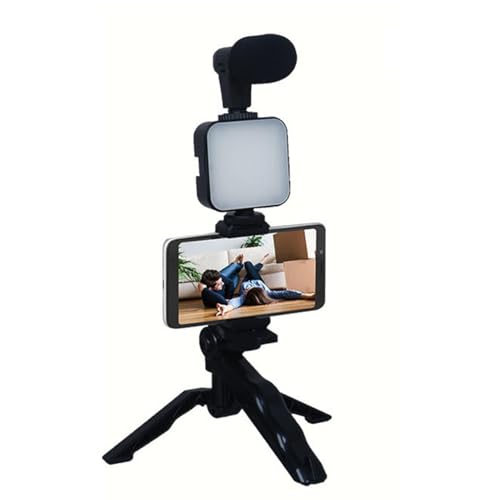 Content Creator - Kit de vlogging - Soporte para teléfono con trípode para cámara, Kit de Vlogger con luz LED | Grabación de Podcast y vlogging, producción de Video en, Contenido de Redes