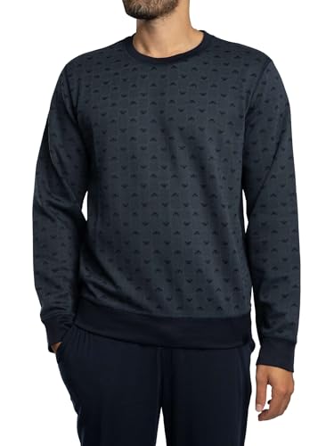 Emporio Armani Sweat à Capuche en Jacquard pour Homme Bleu M, Bleu, M