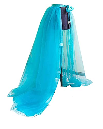 Springcmy Women Tulle Tutu Long Skirts Wedding Party Cocktail Prom Bandage Mesh Maxi Dress Overskirt Overlay Long Bridal Blue cover