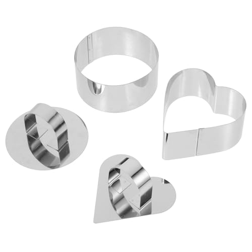 Luxshiny 2pcs Stainless Steel Cake Heart Round Mousse Molds for Baking Desserts Effortless Release with Push Plate for Cakes Cookies and Mousses