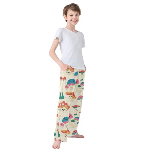 Boys' Pants Cute Kawaii Mushroom Cartoon Long Bottoms Jogger Pants Elastic Waist Trousers with Pockets S-XL4