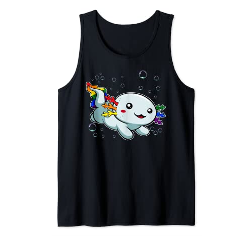 Axoltl LGBT-Q Lindo Animal Bandera Arco Iris Aliado Orgullo Gay Camiseta sin Mangas