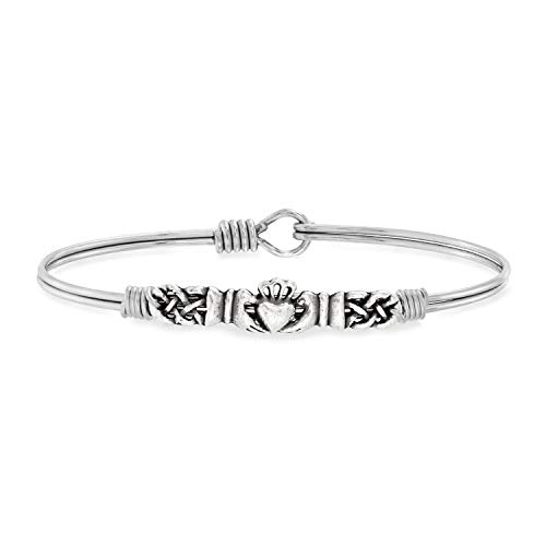 Luca + Danni | Claddagh Bangle Bracelet For Women - Silver Tone Size Regular Made in USA