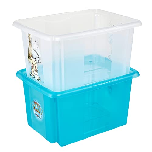 keeeper Paw Patrol Aufbewahrungsbox mit Deckel, Dreh- und stapelbar, Für Kinder, 15 l, Karolina, Fresh Blue Transparent