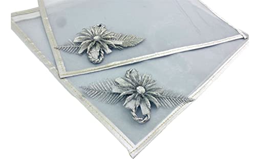 Image of RAAHII 5 Piece Wedding Gifting Transparent single saree cover with zip, suit packing plastic covers for sadi, duppata, clothes bags, lehenga, kurti for wardrobe storage organizer (Silver)