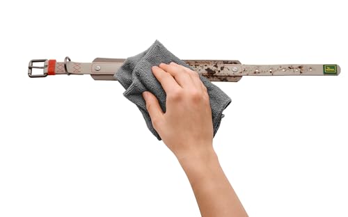 HUNTER Hundehalsband Havanna, Farbe: Greige, Strukturgewebe mit Kunststoffummantelung, breit, komfortabel, langlebig, reißfest, witterungsbeständig, pflegeleicht, Gunmetal-Look, Größe: 50