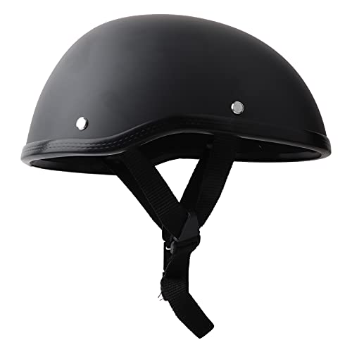 Belupai Motorradhelm, Half Skull Cap Halbhelm Exquisite Herren Retro Half Face Helm Mattschwarz, Retro Half Face Helm für Cruiser Scooter Chopper