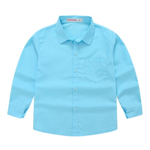 Boys Long Sleeve Solid Color Shirts Classic Collared Button Cotton Trendy Shirts Tops Fall Basketball Simple Clothes