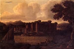 Peinture à l'huile Northumberland Dansboro Castle Robert Salmon pour déco bureau de style