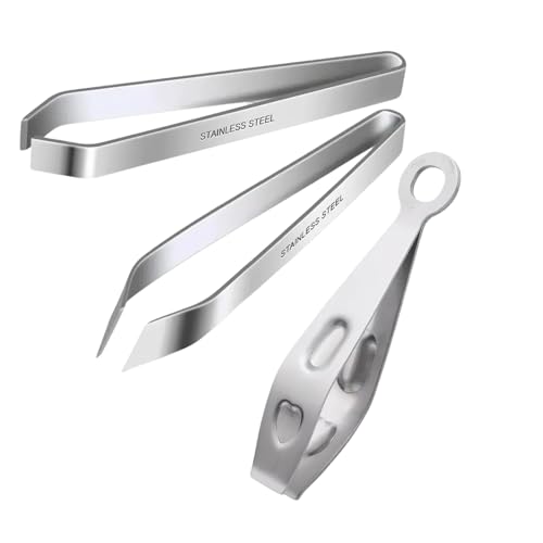 Kit de 3 Pinzas para espinas de pescado, Pinzas de Acero Inoxidable Profesionales, Herramientas de Precisión con Diseño Plano e Inclinado, Longitud de 12cm, Ideal para Desespinar y Cocinar