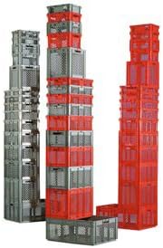 EF6423, Euro-Fix Mesh Container, 24" x 16" x 1", Gray, Lot of 2