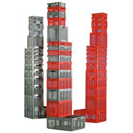 EF6423, Euro-Fix Mesh Container, 24" x 16" x 1", Gray, Lot of 2