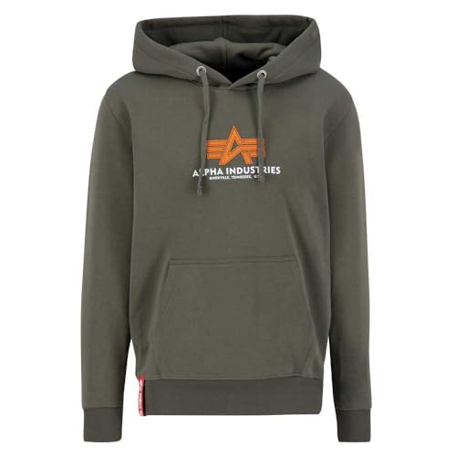 Alpha Industries Basic Rubber Hoodie für Herren Dark Olive – Ansicht 1