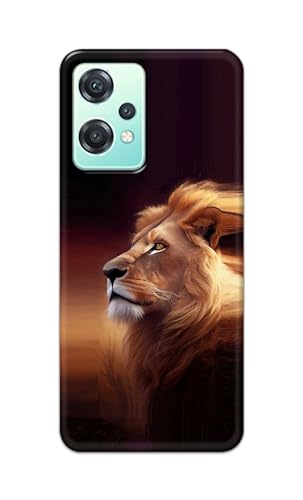 Image of Plastic Printfidaa Printed Hard Back Cover Case For Oneplus Nord Ce 2 Lite 5G Back Cover (Danger Lion) -112, Brown