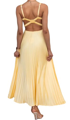 Image of Recious Womens Sexy Sleeveless Deep V Neck Satin Pleated Ruffles Bodycon Party Clubwear Dress
