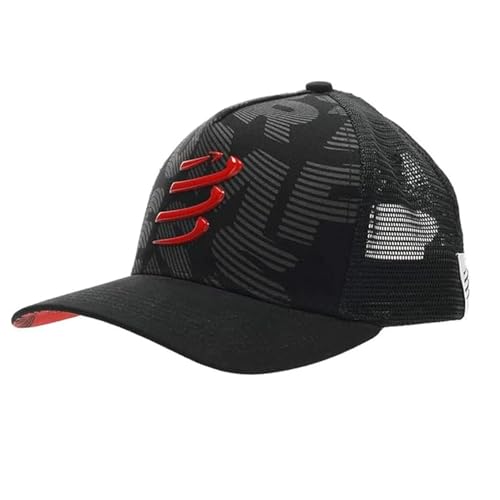Compressport Trucker cap-Protezione Solare-Cappello con Rete-Visiera Ampia e Curva-Regolabile-Prima o Dopo l'allenamento-Taglia Unica, Rosso/Bianco, Unisex-Adulto