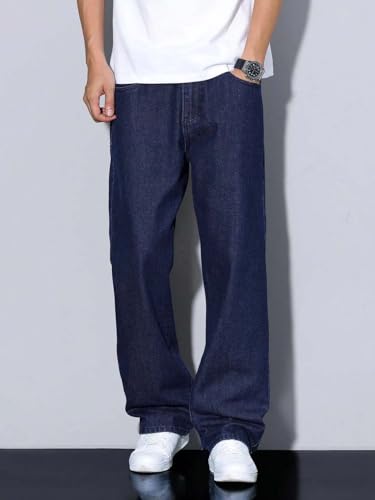 Image of KOTTY Mens Solid|Mid Rise| Coin Pocket|Button|Ankle Length|Loose Fit|5 Pocket Jeans for Mens