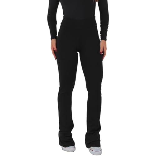 Kit com 2 Leggings Feminina Flares Suplex Cós Alto Click Mais Bonita (G, Preto)