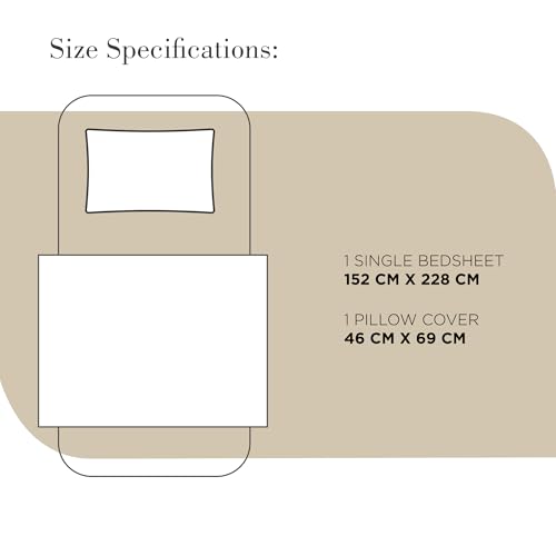 Image of Linen Home Cotton Percale Flat Bedsheet Set Single Size Light Taupe