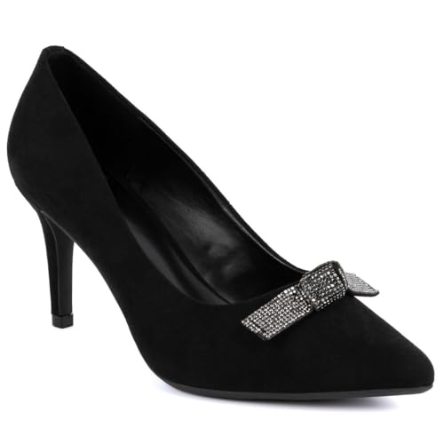 Jones New York Women&rsquo;s Pointed Toe Pumps &ndash; Dress High Heel Shoes with Rhinestone Bow, Slip-On...