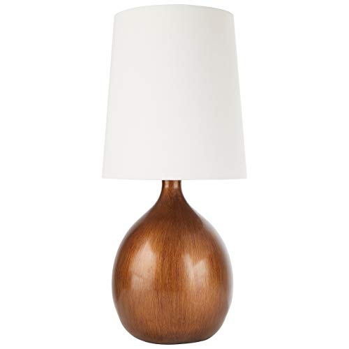 Amazon Brand – Stone & Beam Modern Bedroom Table Desk Lamp With Light Bulb - 8 x 8 x 20.5 Inches, Wood Grain