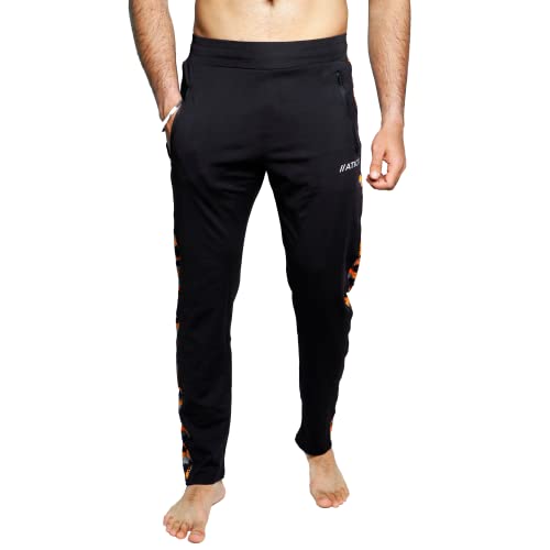 Image of ATICX Men's Slim Fit Polyester Track Pants - 4 Way Stretch Lycra Lower for Sports, Running, Gym with 2 Zip Pockets