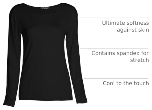 Image of Loxdonz Girls Plain Long Sleeve Scoop Neck T-Shirt Top Kids Basic Stretchy Top