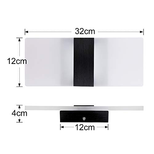Lightess Modern Wall Sconce Set of 2 LED Wall Lamp 12w Up Down Wall Sconces Light Acrylic Black Hallway Wall Mounted Lamps for Bedroom Hallway Living Room , Warm White Yellow - Thumbnail 4