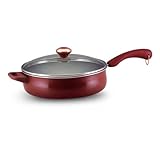 Paula Deen Signature Porcelain Nonstick 5-Quart Covered Deep Sauté Pan with Helper Handle, Lavender Speckle