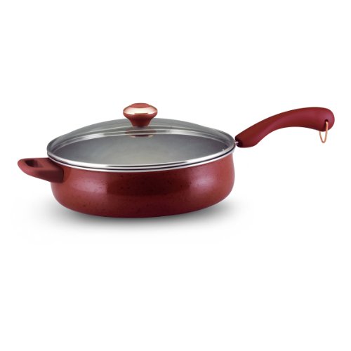Paula Deen Signature Porcelain Nonstick 5-Quart Covered Deep Sauté Pan with Helper Handle, Lavender Speckle