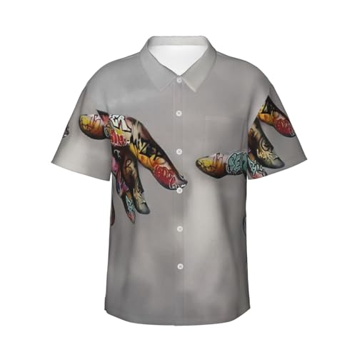 Chemise hawaïenne graffiti imprimé main et short décontracté