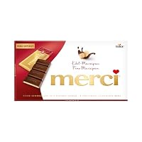 merci Tafelschokolade Edel-Marzipan – 1 x 112 g – Feinste Täfelchen aus Edel-Zartbitterschokolade mit 38% Marzipan Füllung – Schokolade in Goldpapier verpackt