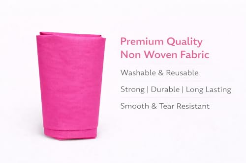 Image of Non-Woven Fabric 90 GSM | 63 Inch (160 cm) Width | 5 Meter Length | Multipurpose Fabric for Bag Making, Lining, Craft & Home Utility | Durable, Easy to Clean & Reusable | Pink