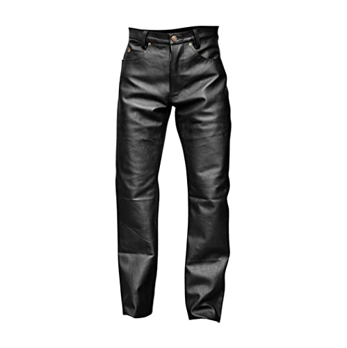 Pantalon skinny en cuir noir WEGUKRI pour homme en tailles 31 à 35