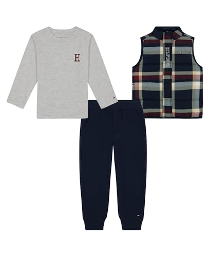 Image of Tommy Hilfiger Baby Boys' 3-piece Set, Vest, Knit T-shirt, Jogger Sweatpant