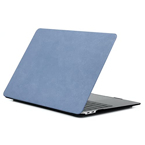 Image of Case Compatible with MacBook Air 13.6 inch 2025 2024 2023 2022 Release M4 A3240 M3 A3113 M2 A2681 Plastic Hard Shell Cover Case, PU Leather Blue