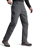 FREE SOLDIER Men's Fleece Lined Outdoor Cargo Hiking Pants Water Repellent Softshell Snow Ski Pants with Zipper Pockets (Gray 34W x 30L)