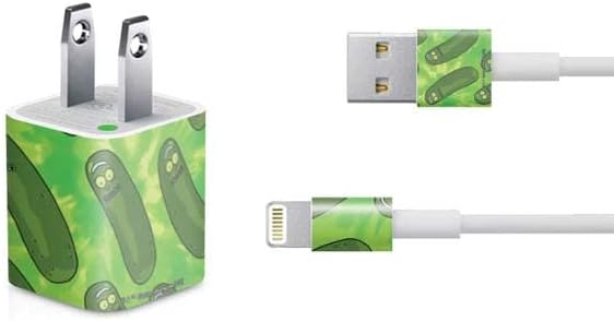 Skinit Decal Other Skin Compatible with iPhone Charger (5W USB) - Officially Licensed Adult Swim Rick and Morty Pickle Rick Pattern Design