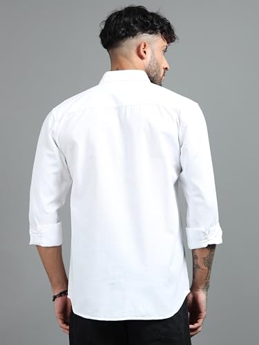 Image of Men Slim Fit Solid Spread Collar Casual Shirt